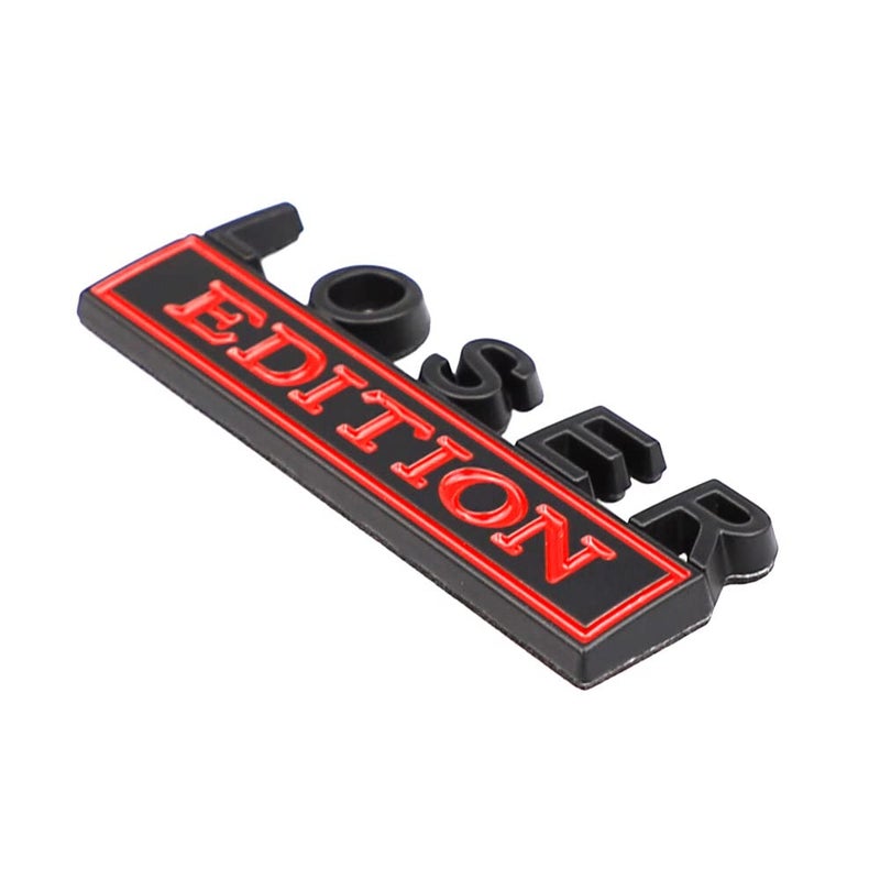 CARRUN 2 Pcs Loser Edition Emblem Car Side Rear Front Hood Trunk Door Badge 3D Decal Sticker for Car Truck SUV (Loser, Black Red) - Image 3